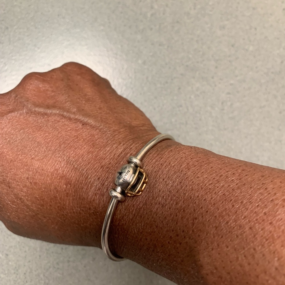 Pandora Silver Cuff Bracelet with Dallas Cowboys charm - Picture 7 of 7